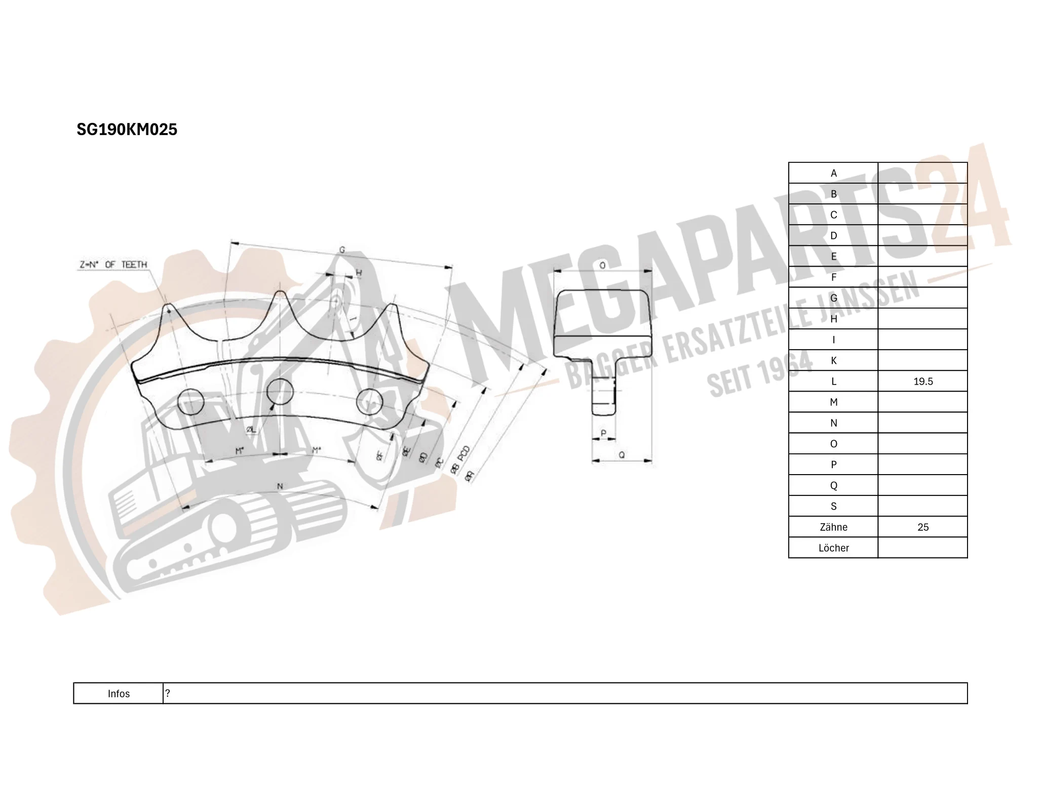 Antriebsrad KOMATSU D55S-2 (S/N: 1066-2001 - Turas
